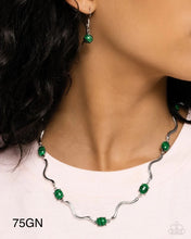 Load image into Gallery viewer, “Striped Season” Green Necklace Earring Set - Paparazzi Accessories