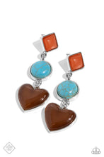 Load image into Gallery viewer, “Desertscape Debut” Brown Heart Post Earrings - Paparazzi Accessories