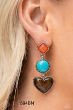 Load image into Gallery viewer, “Desertscape Debut” Brown Heart Post Earrings - Paparazzi Accessories