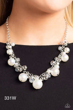 Load image into Gallery viewer, Paparazzi Scratched Shimmer White Necklace Earring Set - Paparazzi Accessories