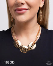Load image into Gallery viewer, Paparazzi “Solid Skillset” Gold Necklace Earring Set - Paparazzi Accessories