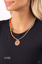 Load image into Gallery viewer, “Contrasting Candy” Orange Necklace Earring Set - Paparazzi Accessories
