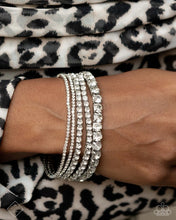 Load image into Gallery viewer, Paparazzi “Persistent Pizzazz” White Stretch Bracelet Set - Paparazzi Accessories