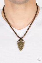 Load image into Gallery viewer, Paparazzi “Get Your ARROWHEAD in The Game” Brass Urban Necklace - Paparazzi Accessories