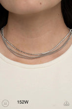 Load image into Gallery viewer, Paparazzi “Glitzy Gusto” White Necklace Choker Earring Set
