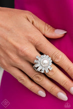 Load image into Gallery viewer, “Gatsby Getaway” White Stretch Ring - Paparazzi Accessories