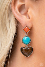 Load image into Gallery viewer, “Desertscape Debut” Brown Heart Post Earrings - Paparazzi Accessories