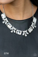 Load image into Gallery viewer, Paparazzi “Long Live Sparkle” White Necklace Earring Set - Paparazzi Accessories