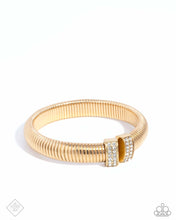 Load image into Gallery viewer, Paparazzi “Tailored Transit” Gold Cuff Bracelet - Paparazzi Accessories