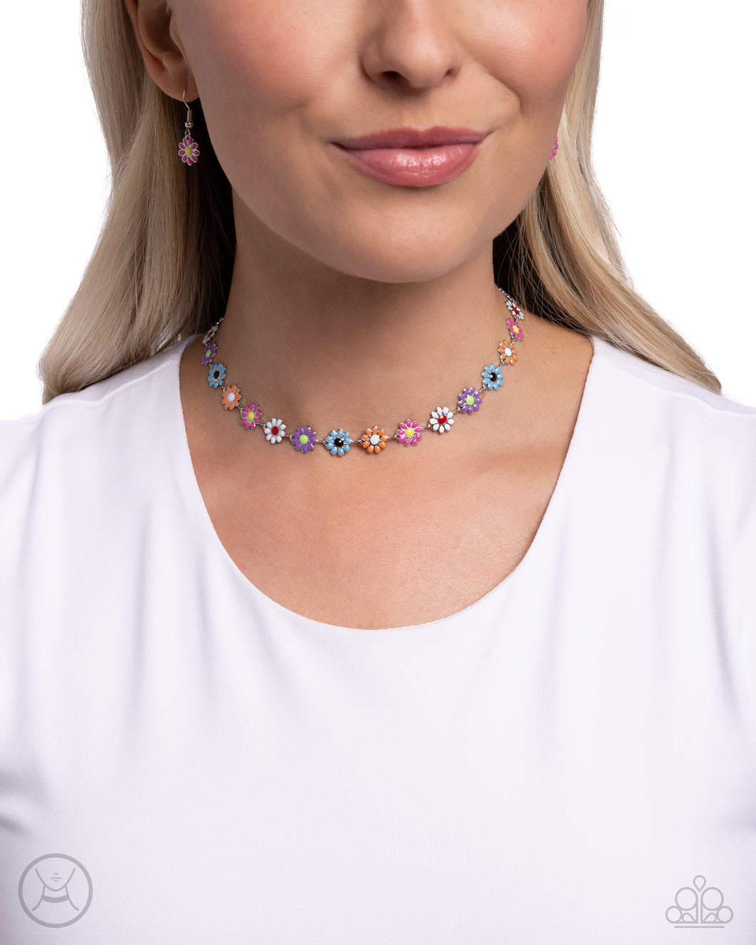 Paparazzi “Floral Falsetto” Multi Choker Necklace Earring Set