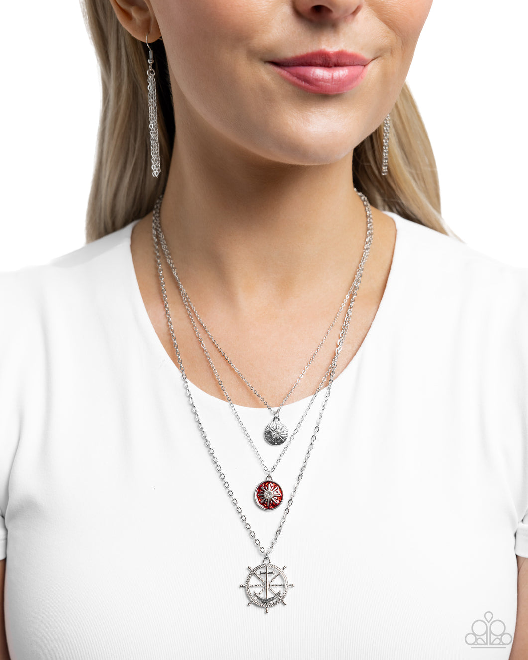Paparazzi “Anchor Arrangement” Red Necklace Earring Set