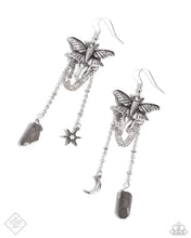 Load image into Gallery viewer, Paparazzi “Moth Master” Silver Dangle Earrings