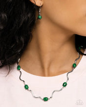 Load image into Gallery viewer, “Striped Season” Green Necklace Earring Set - Paparazzi Accessories