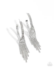 Load image into Gallery viewer, Paparazzi Life of the Party “Jaw-Dropping Jubilee” White Hoop Earrings - Paparazzi Accessories