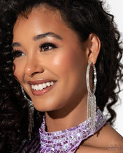Load image into Gallery viewer, Paparazzi Life of the Party “Jaw-Dropping Jubilee” White Hoop Earrings - Paparazzi Accessories