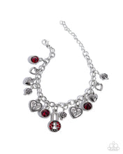 Load image into Gallery viewer, Paparazzi “Luxurious Locks” Red Charm Adjustable Bracelet - Paparazzi Accessories
