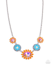 Load image into Gallery viewer, “Floral Facade” Orange Necklace Earring Set - Paparazzi Accessories