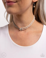Load image into Gallery viewer, Paparazzi “Twisted Twin” White Choker Earring Set - Paparazzi Accessories