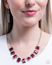 Load image into Gallery viewer, Paparazzi “Radiant Rectangles” Red Necklace Earring Set - Paparazzi Accessories