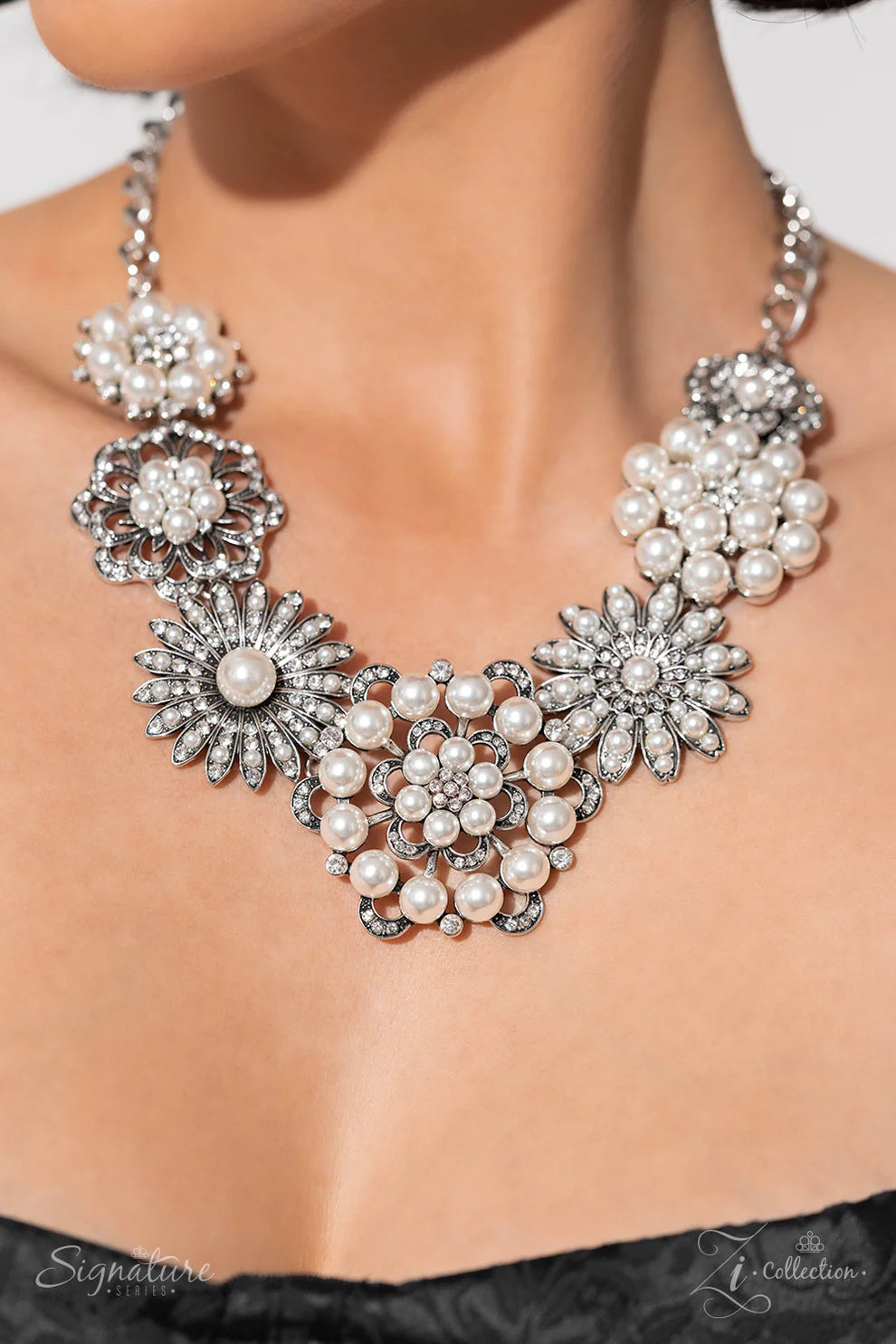 Paparazzi “The Raven” Zi Collection White Necklace Earring Set