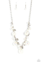 Load image into Gallery viewer, Paparazzi Scratched Shimmer White Necklace Earring Set - Paparazzi Accessories