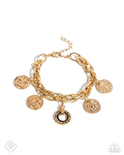 Load image into Gallery viewer, Paparazzi “Delightful Declaration” Gold Adjustable Clasp Bracelet - Paparazzi Accessories