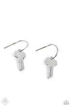 Load image into Gallery viewer, Paparazzi “The Key to Everything” Silver Hoop Earrings - Paparazzi Accessories