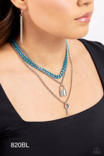 Load image into Gallery viewer, Paparazzi “Locked Labor” Blue Necklace Earring Set