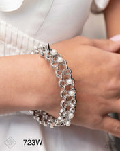 Load image into Gallery viewer, Paparazzi “PUNK History” White Spike Hinge Bracelet - Paparazzi Accessories