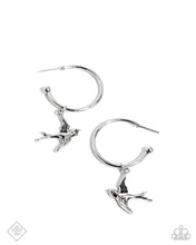 Load image into Gallery viewer, Paparazzi “Meadowlark Memento” Silver Hoop Earrings - Paparazzi Accessories