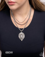 Load image into Gallery viewer, Vintage “Adorably Administrative” White Necklace Earring Set - Paparazzi Accessories