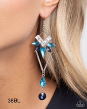 Load image into Gallery viewer, Paparazzi “Shoulder-Dusting Shimmer” Blue Dangle Earrings - Paparazzi Accessories