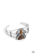 Load image into Gallery viewer, Peacock Plume Brown Cuff Bracelet - Paparazzi Accessories
