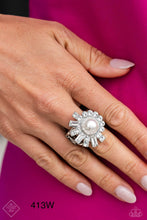 Load image into Gallery viewer, “Gatsby Getaway” White Stretch Ring - Paparazzi Accessories