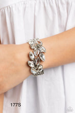 Load image into Gallery viewer, Paparazzi “Luminous Laurels” White Hinge Bracelet - Paparazzi Accessories
