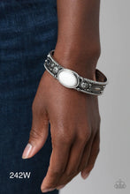Load image into Gallery viewer, Paparazzi “Rural Repose” White Cuff Bracelet - Paparazzi Accessories