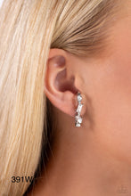 Load image into Gallery viewer, Paparazzi “Sliding Shimmer” White Post Earrings - Paparazzi Accessories