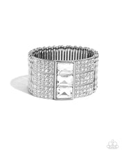 Load image into Gallery viewer, Paparazzi “Dramatic Diva” White Stretch Bracelet - Paparazzi Accessories
