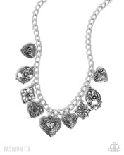 Load image into Gallery viewer, Paparazzi “Vintage Showdown” Silver Necklace Earring Set - Paparazzi Accessories