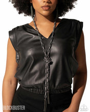 Load image into Gallery viewer, Paparazzi "Scarfed For Attention" Gunmetal Necklace Earring Set - Paparazzi Accessories