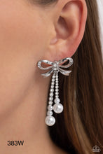 Load image into Gallery viewer, Paparazzi “Bodacious Bow” White Post Earrings - Paparazzi Accessories