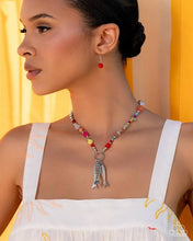 Load image into Gallery viewer, Paparazzi “Coastal Caprice” Multi Bead Sardine Silver Fish Short Necklace Earring Set - Paparazzi Accessories