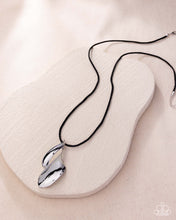 Load image into Gallery viewer, Paparazzi “Impressive Individual” Silver Twisted Pendant Black Cord Necklace Earring Set - Paparazzi Accessories