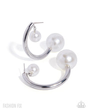 Load image into Gallery viewer, Paparazzi “Profuse Poise” White Hoop Earrings - Paparazzi Accessories