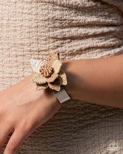 Load image into Gallery viewer, Paparazzi “Petal Promotion” Brown Raffia Flower Cuff Bracelet - Paparazzi Accessories