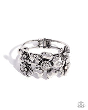 Load image into Gallery viewer, Paparazzi “Bursting Bouquet” White Hinge Bracelet - Paparazzi Accessories