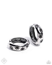 Load image into Gallery viewer, Paparazzi “Clestial Clique” Silver Hinged Hoop Earrings -Paparazzi Accessories