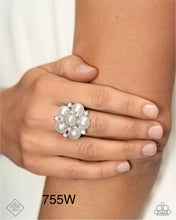 Load image into Gallery viewer, Paparazzi “Friendly Flair” White Stretch Ring - Paparazzi Accessories