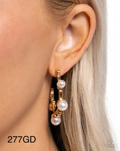 Load image into Gallery viewer, Paparazzi “Poetic Pearls” Gold Hoop Earrings - Paparazzi Accessories