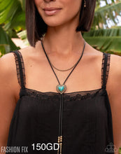 Load image into Gallery viewer, Paparazzi “Courting Cowboy” Gold Bolo Necklace Earring Set - Paparazzi Accessories